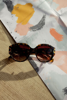 Tortoise Shell Circle Arm Detail Oversize Sunglasses, 7 of 7