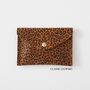 Suede Leopard Print Leather Purse | Handmade Envelope Card Holder, thumbnail 5 of 5