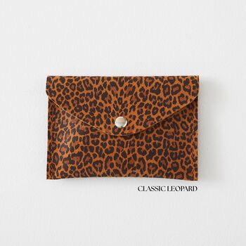 Suede Leopard Print Leather Purse | Handmade Envelope Card Holder, 5 of 5