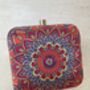 Devi Bright Orange Square Digitally Printed Clutch Bag, thumbnail 1 of 9