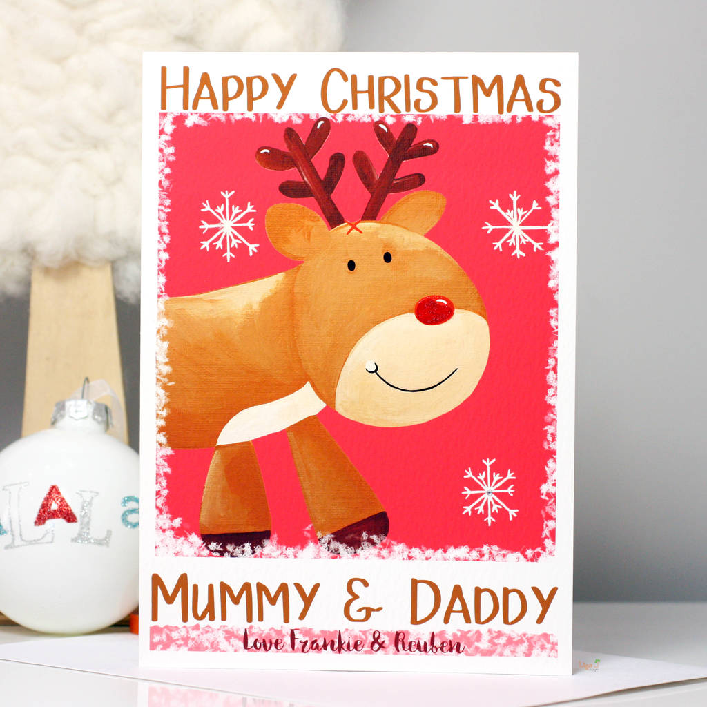 Personalised Reindeer Family Christmas Card