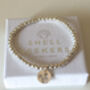 Sterling Silver Daffodil Beaded Bracelet With Engraved Tag, thumbnail 5 of 8
