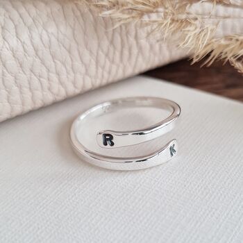 Sterling Silver Initials Hug Ring, 7 of 9