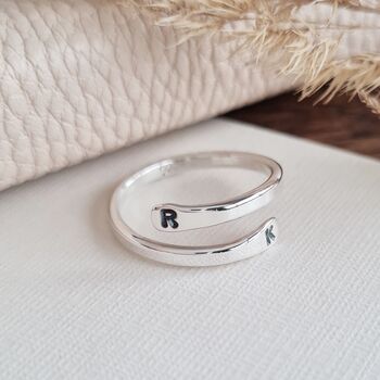 Sterling Silver Initials Hug Ring, 7 of 8