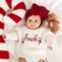 Christmas Personalised Embroidered Candy Cane Knitted Jumper, thumbnail 2 of 10