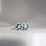 Tiny Blue Diamond Stud Earrings, thumbnail 5 of 9