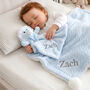 Personalised Blue Sherpa Blanket And Lion Comforter Set, thumbnail 1 of 8