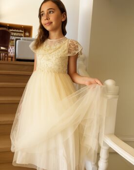 Grace In Champagne/Gold Flower Girl Or Party Dress, 3 of 5