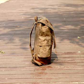Waxed Canvas Backpack With Draw String, 7 of 12