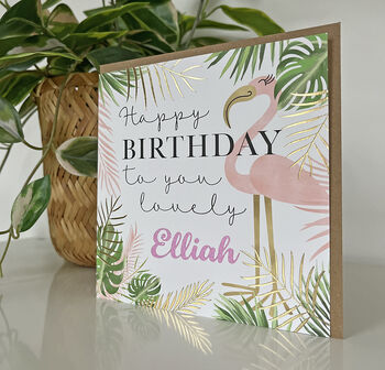 Personalised Flamingo Birthday Card, 2 of 2