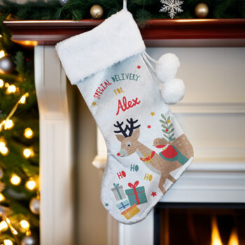 Personalised Reindeer Christmas Stocking, 2 of 4