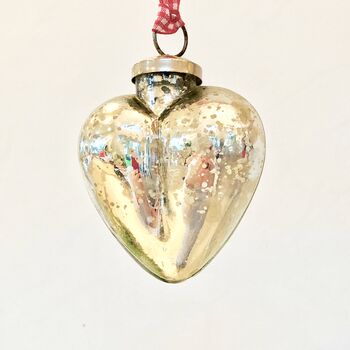 Vintage Silver Glass Heart Christmas Decoration, 4 of 6