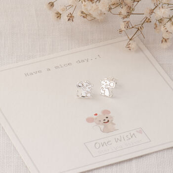 Cute Mouse Sterling Silver Studs Mice Day, 3 of 9