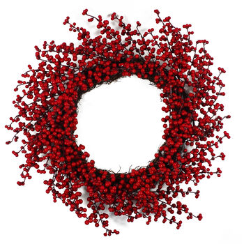 60cm Artificial Christmas Red Berry Floristry Wreath, 2 of 6