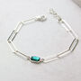 Sterling Silver Elongated Chain Emerald Bracelet, thumbnail 2 of 9