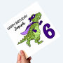 Personalised Dinosaur 6th Birthday Card, thumbnail 1 of 1