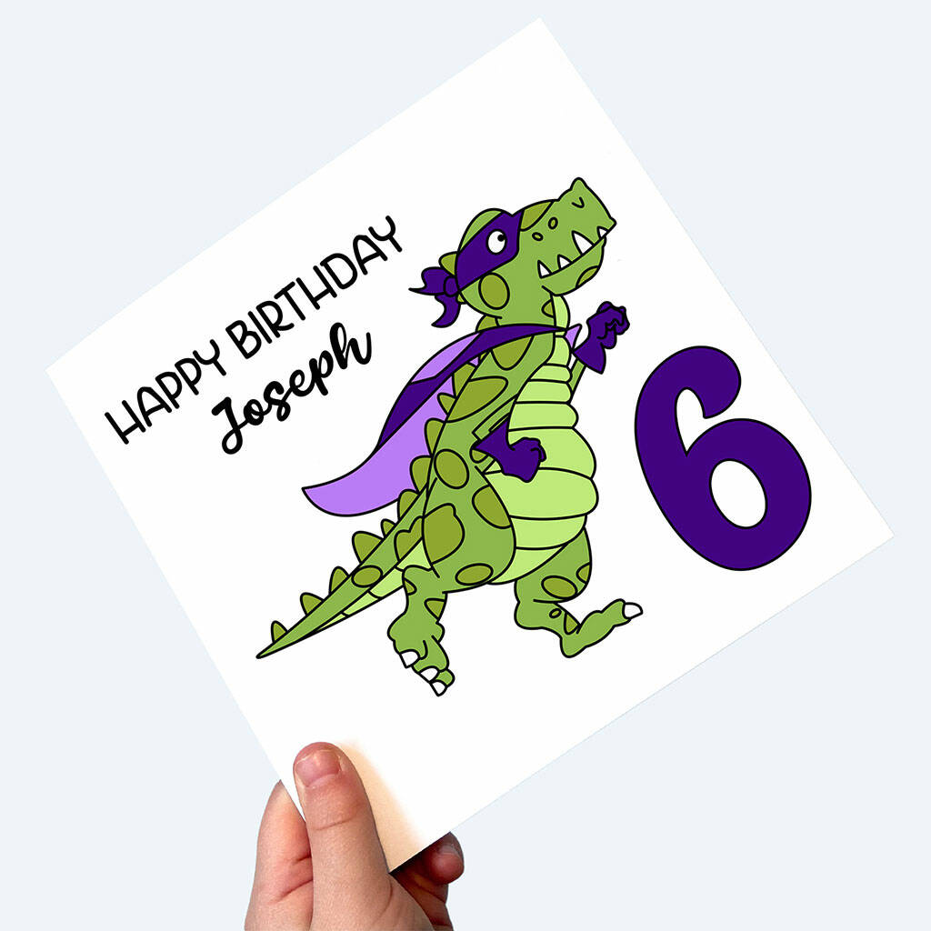 Personalised Dinosaur 6th Birthday Card