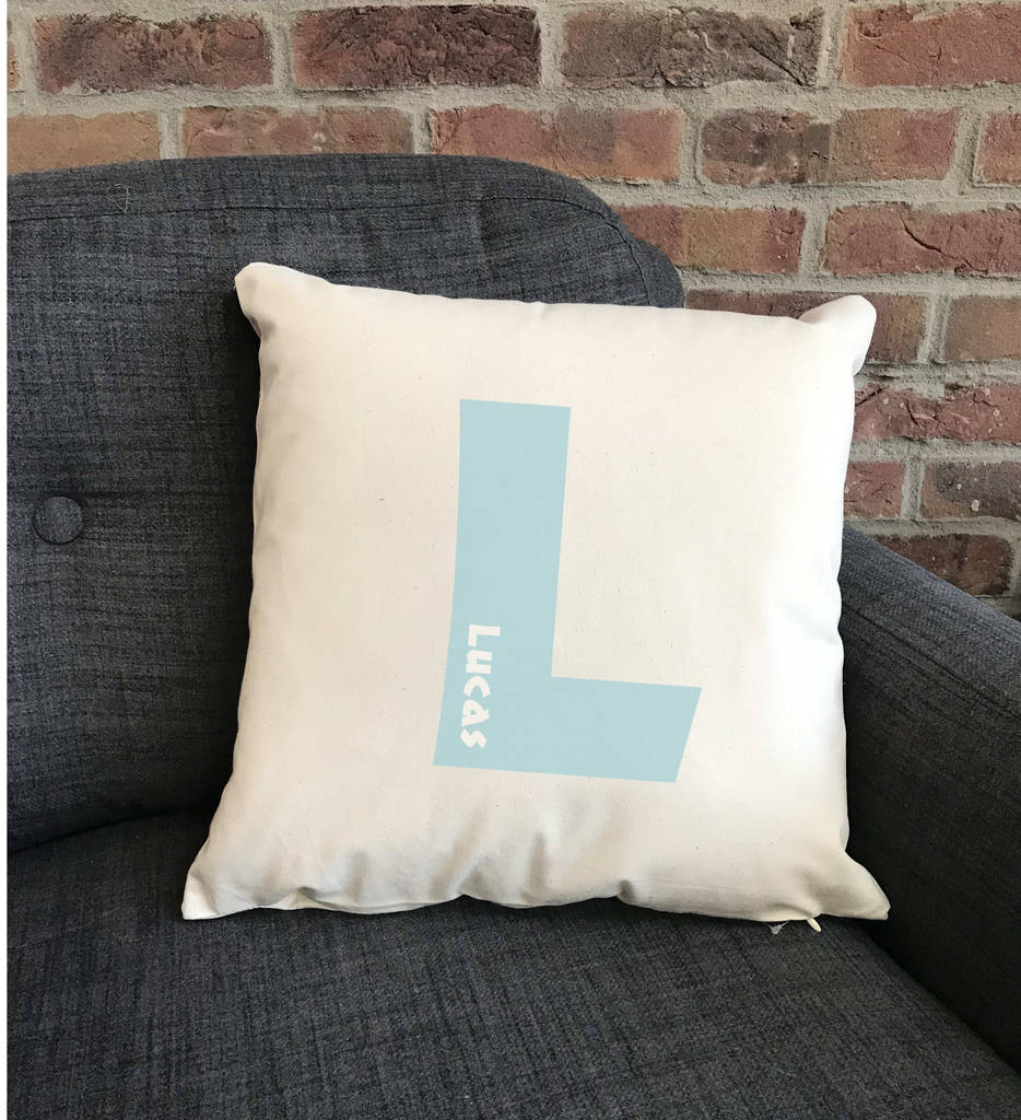 personalised initial cushion various colours by pear-derbyshire ...