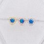 Tiny Blue Opal Heart Cz Stud Earrings Sterling Silver, thumbnail 2 of 11