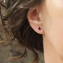 Purple Square Stud Earrings In Sterling Silver, thumbnail 3 of 11