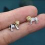 Tiny Lion Stud Earrings In Sterling Silver, thumbnail 4 of 11