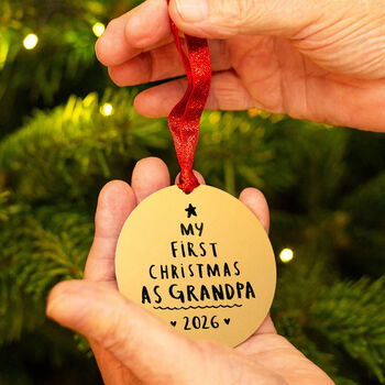 'First Christmas As Grandad' Christmas Decoration Bauble, 2 of 5