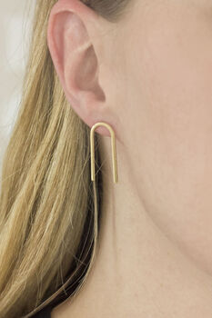 Brass Tall Arc Stud Earrings, 3 of 6