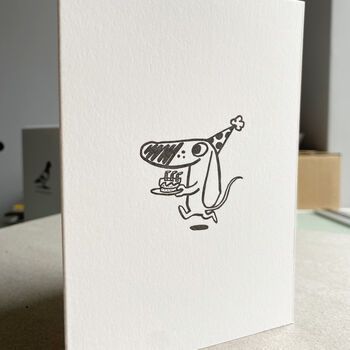 Dachshund Letterpress Birthday Card Cartoon, 2 of 3