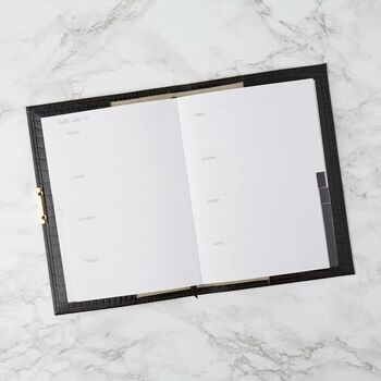 'Caché' Black Croc Un/Dated Planner Diary, Personalised, 7 of 8