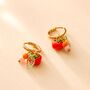 Tomato And Basil Hoop Earrings, thumbnail 2 of 2