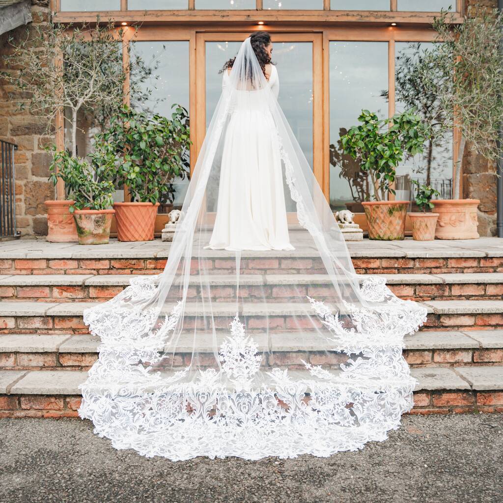 Cinderella Dramatic Lace Wedding Veil, 1 of 4