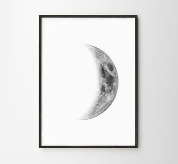 Set Of Three Black And White Moon Phases Prints, 4 of 7