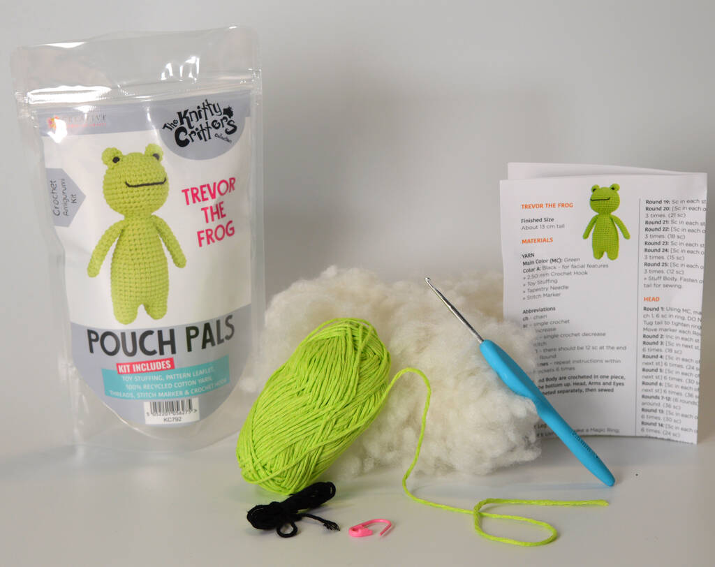 Pouch Pals Trevor The Frog Crochet Kit By The Knitty Critters