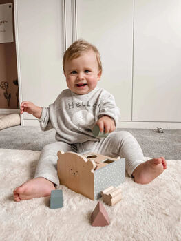 Personalised Wooden Teddy Sorterbox Puzzle Shapes Toy, 6 of 7