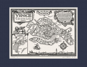 Venice Map Hand Drawn Fine Art Print, 12 of 12