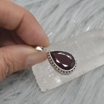 Red Garnet Teardrop Pendant: Sterling Silver, 6 of 9