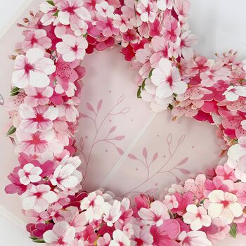 3D Pop Up Floral Heart Greeting Card – Pink Blossom Design, 4 of 6