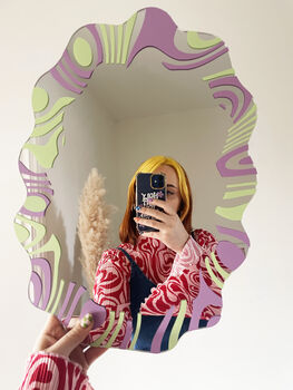 Wavy Mirror Lilac And Pastel Lime, 5 of 7