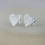 Sterling Silver Textured Heart Studs, thumbnail 1 of 3