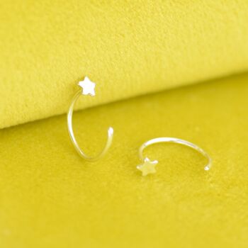 Gold Star Sleeper Pull Through Hoop Earrings, 6 of 7