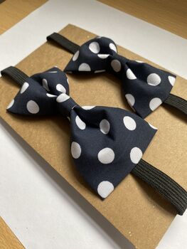 Navy Bow Ties, Matching Father And Son Dickie Bow Ties, 5 of 7