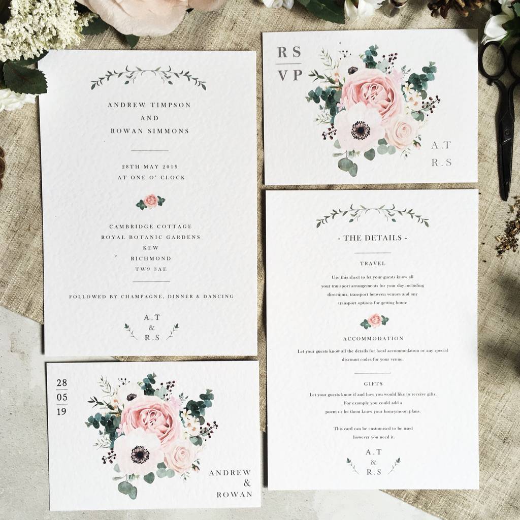 Peony Wedding Invitation Set By Summer Lane Studio 