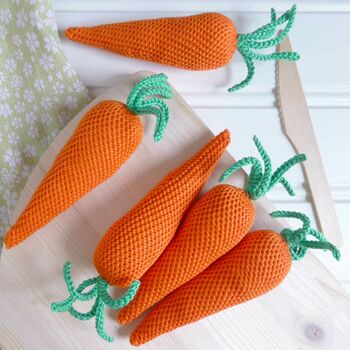 Carrot Play Pretend Crochet Vegetable Soft Toy, 6 of 9