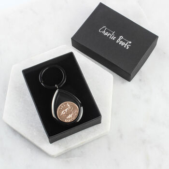 70th And 80th Birthday Teardrop Glass Farthing Keyring, 2 of 8