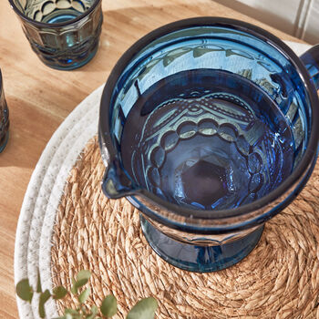Luxury Sapphire Blue Glass Serving Pitcher, 6 of 6