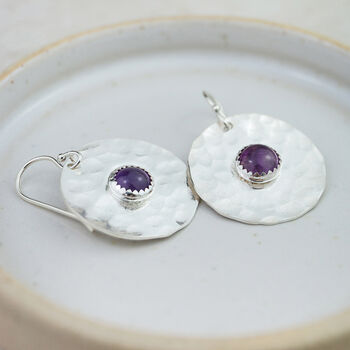 Sterling Silver Semi Precious Shield Earrings, 3 of 12