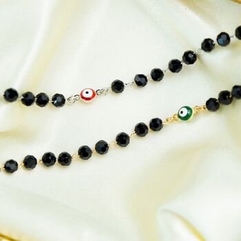 Black Beads Evil Eye Protection Nazaria Anklet, 3 of 7