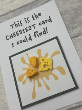 Cheese Polymer Clay Birthday Card Handmade, 8 of 12