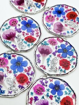 Statement Necklace With Multicolour Flowers In Silver, 6 of 12