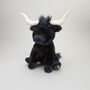 Black Longhorn Medium Highland Cow Plush 23cm Soft Toy, thumbnail 6 of 8